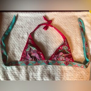 Victoria secret medium bathing suit top (top only) bohemian pink and teal